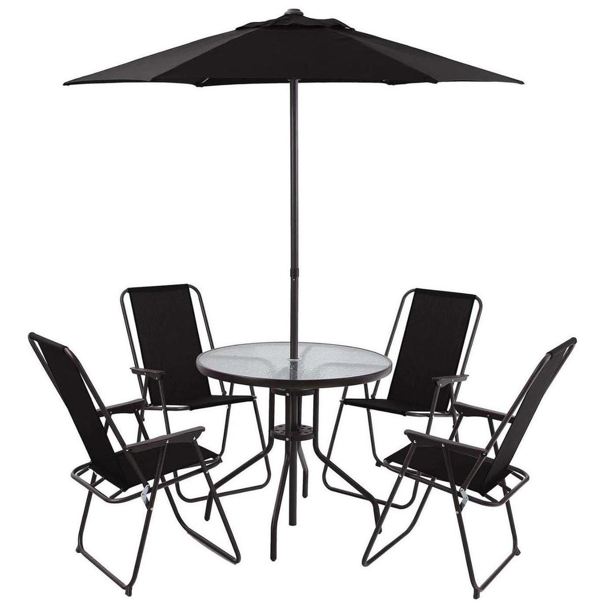 IMPORTCLICK - Juego Comedor Terraza Jardín Exterior + 4 Sillas Y Quitasol Metal