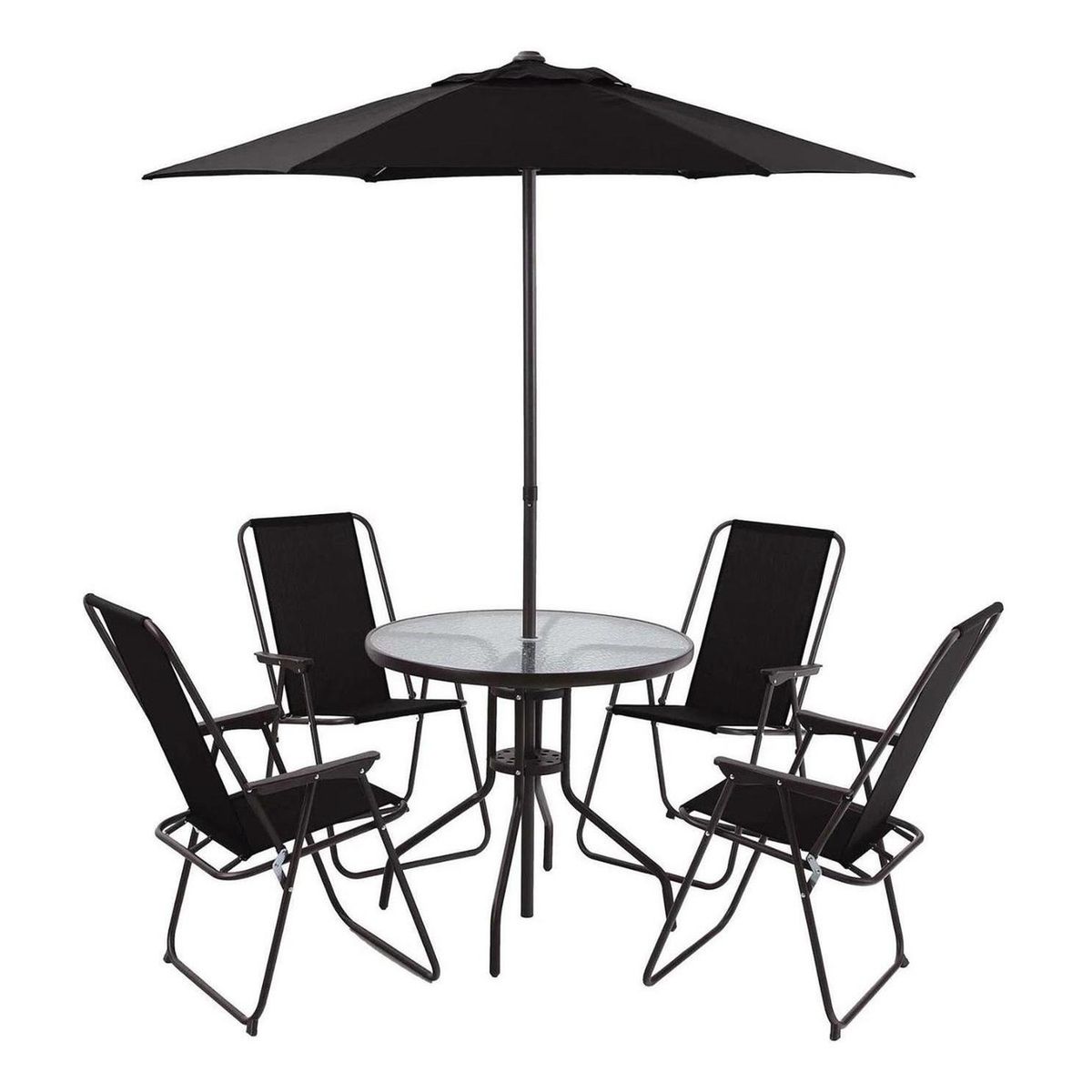 IMPORTCLICK - Juego Comedor Terraza Jardín Exterior + 4 Sillas Y Quitasol Metal