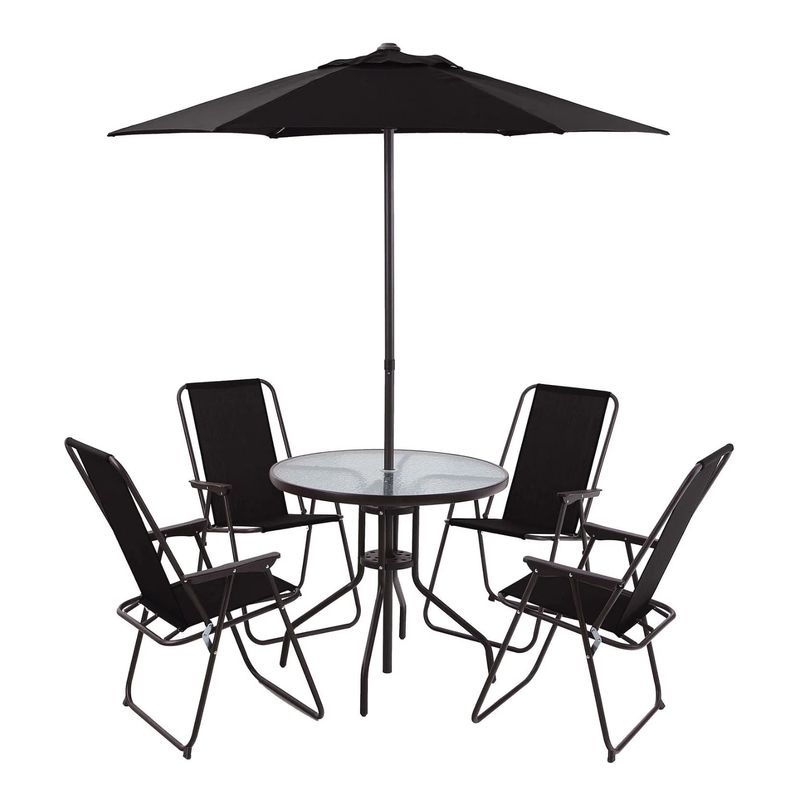 IMPORTCLICK - Juego Comedor Terraza Jardín Exterior + 4 Sillas Y Quitasol Metal