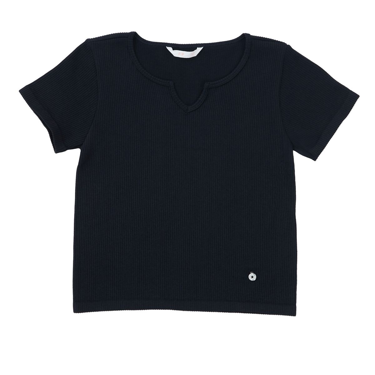 FASHION'S PARK - Polera Niña Rib Con Abertura Negro Fashion's Park