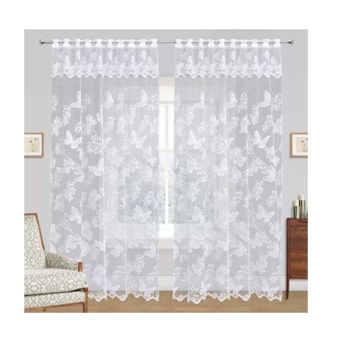 GENERICO - Set Visillo 2 Paños (3 Mts) Mariposas