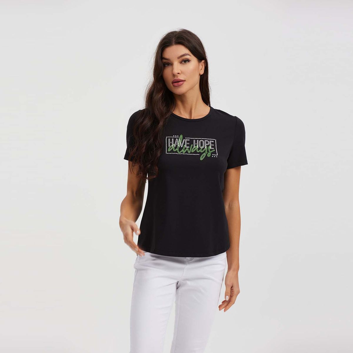 FASHION'S PARK - Polera Mujer Print Posicional Negro Fashion's Park