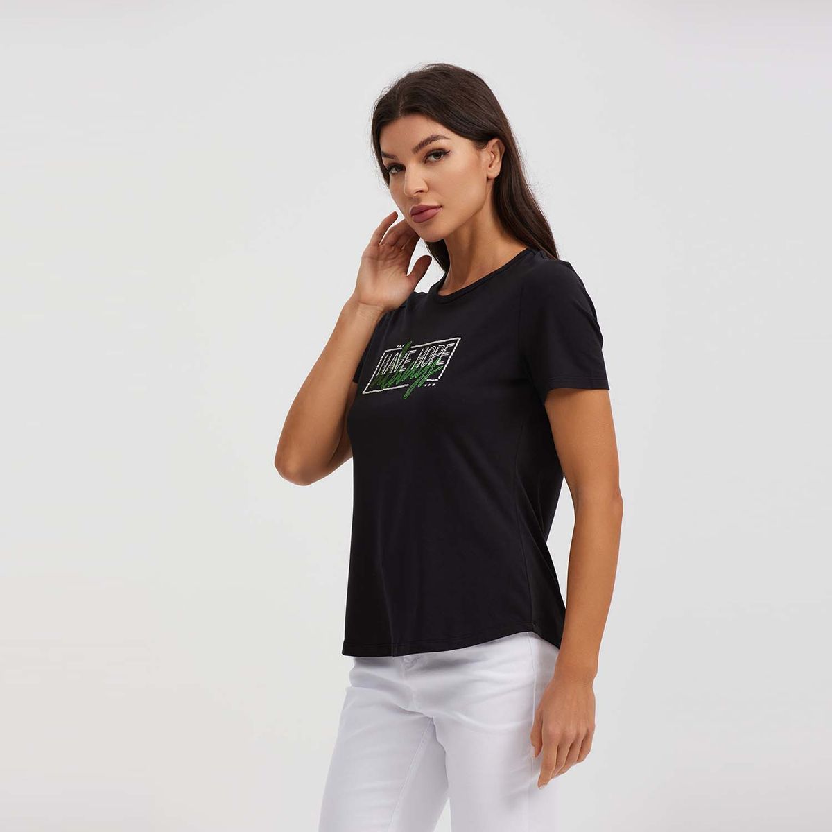 FASHION'S PARK - Polera Mujer Print Posicional Negro Fashion's Park