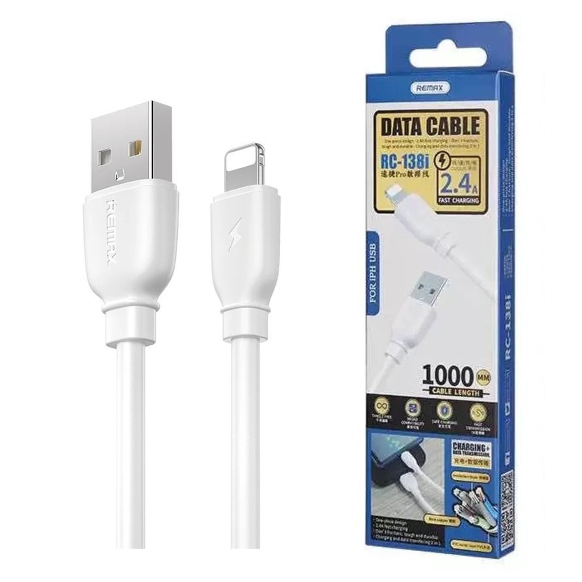 REMAX - Cable Datos Remax Usb A Lightning 1M Blanco