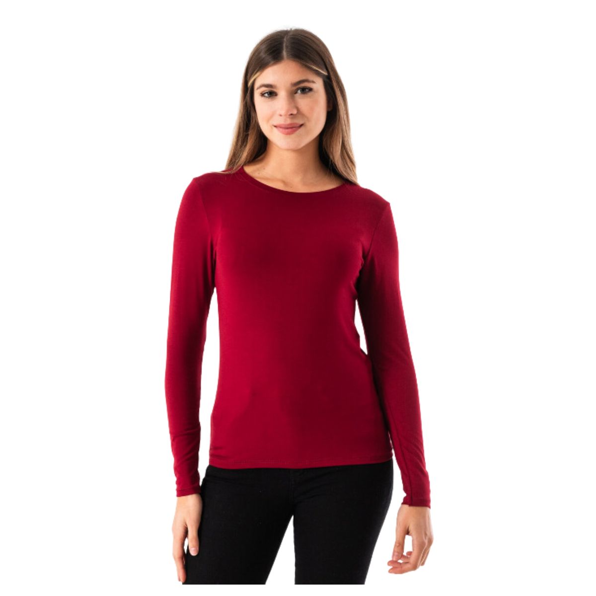 UTILISIMO - Pack 6 Camisetas Mujer Manga Larga Cuello Redondo Bambú