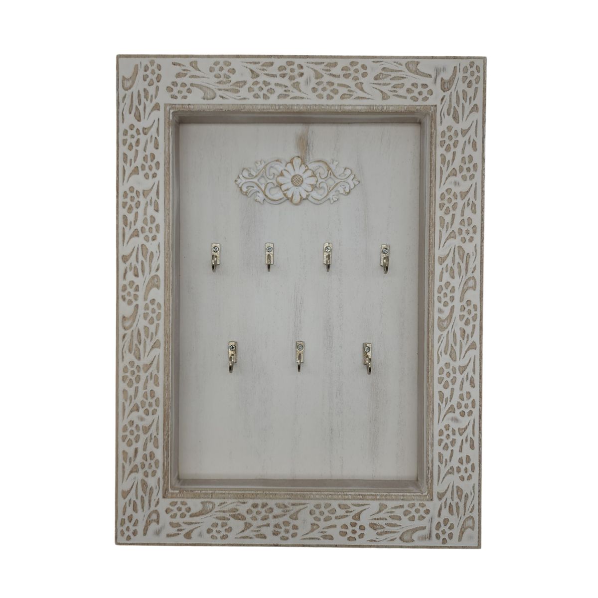 GENERICO - Porta Llave De Madera Cuadro Colgador Para Llaves 7 Ganchos