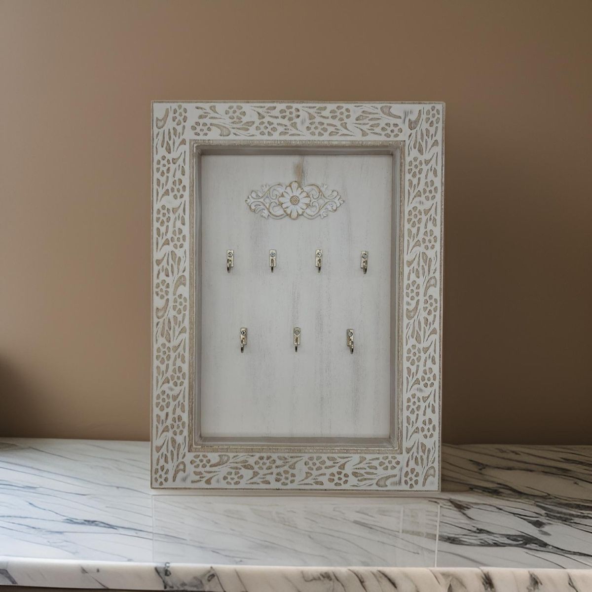 GENERICO - Porta Llave De Madera Cuadro Colgador Para Llaves 7 Ganchos