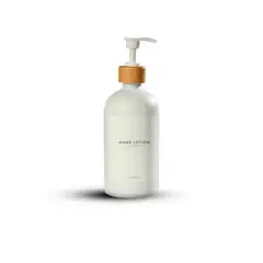GENERICO - 1 Dispensador Jabón De Mano Botella 300ml Plastico y Bambú Blanco