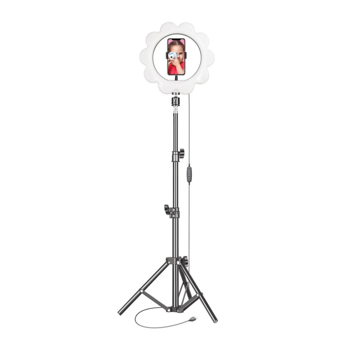 IMPORTCLICK - Aro De Luz Diseño Flor 12" Streaming Make Up 26 CM