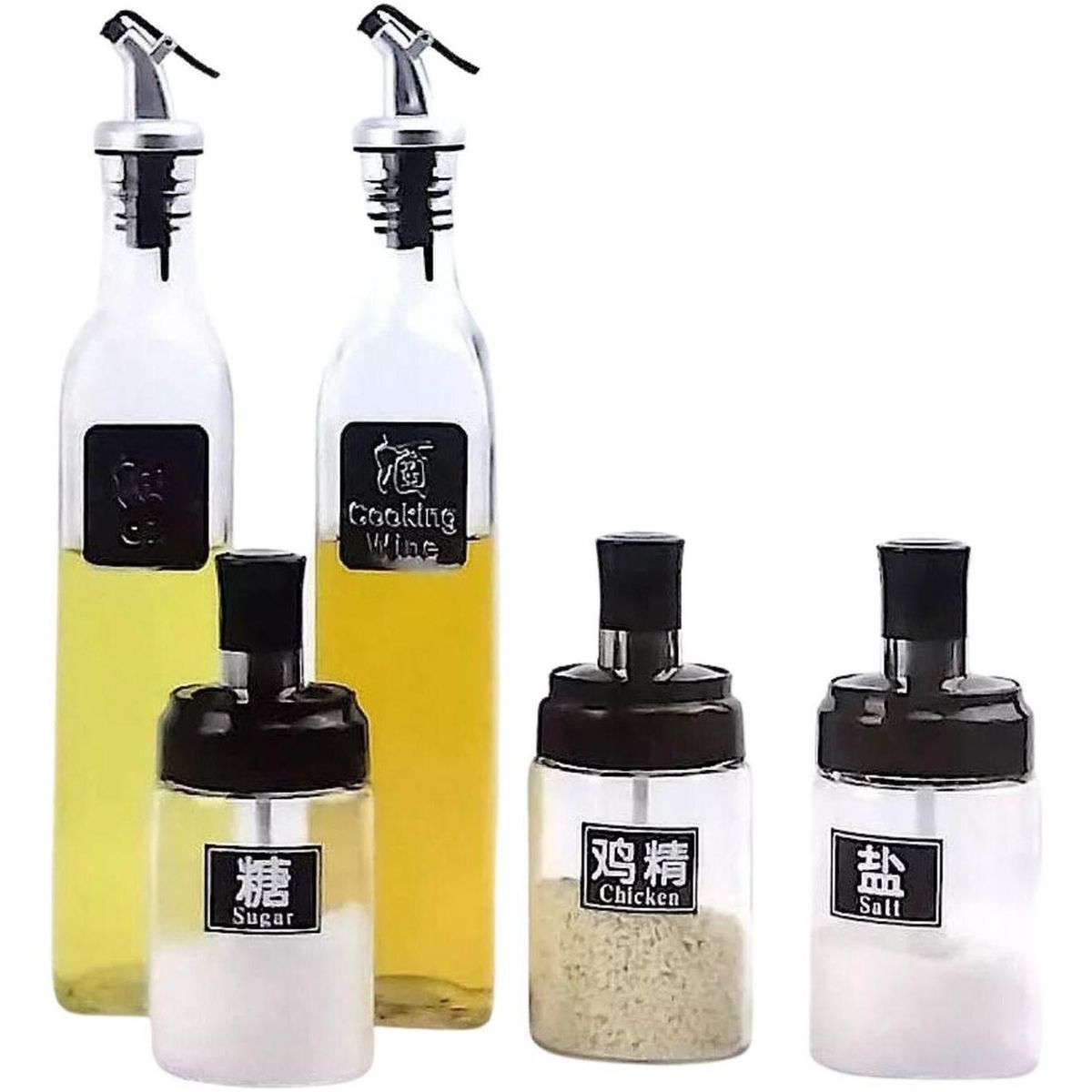 IMPORTCLICK - Set Alcuza Condimentero 5 Piezas Vidrio