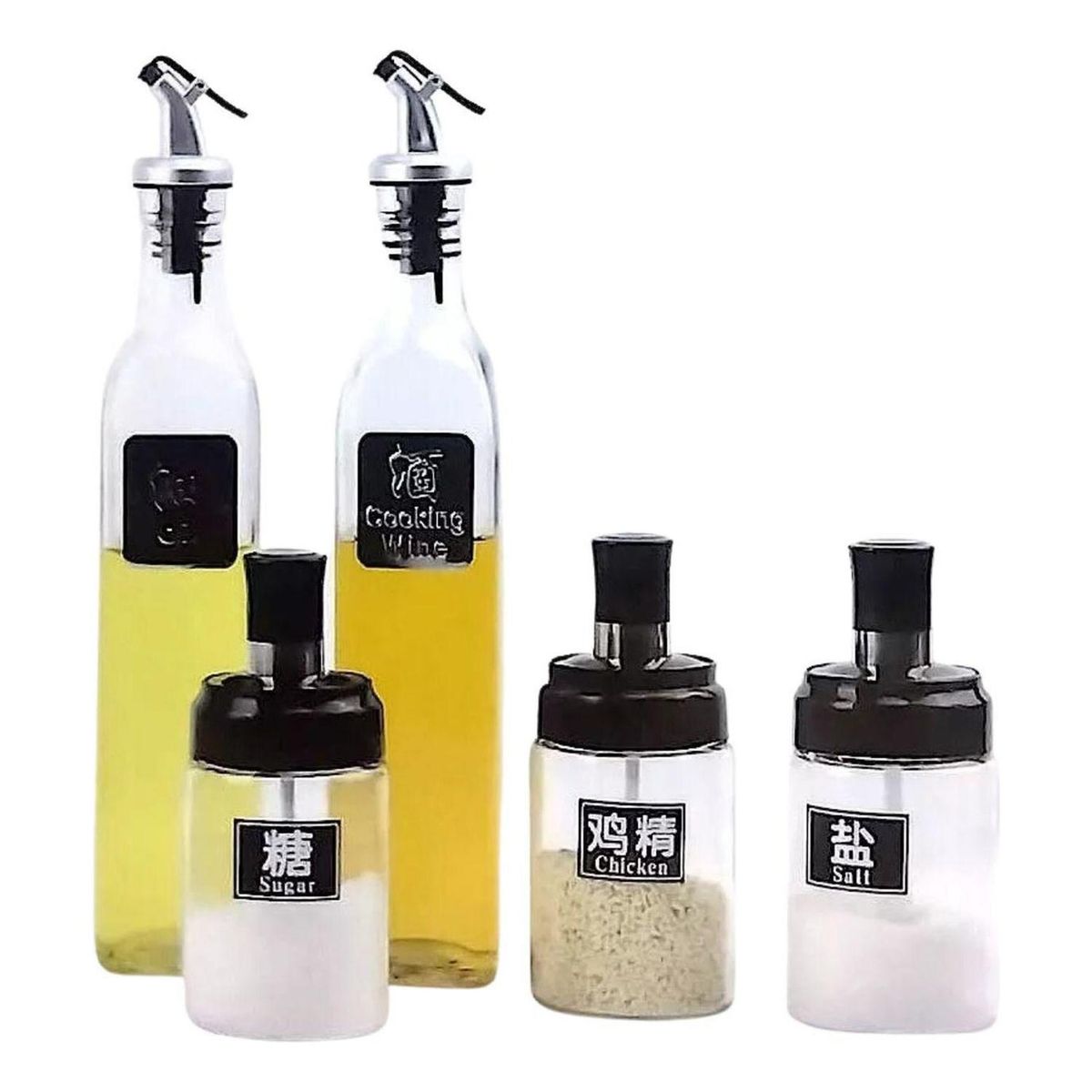 IMPORTCLICK - Set Alcuza Condimentero 5 Piezas Vidrio