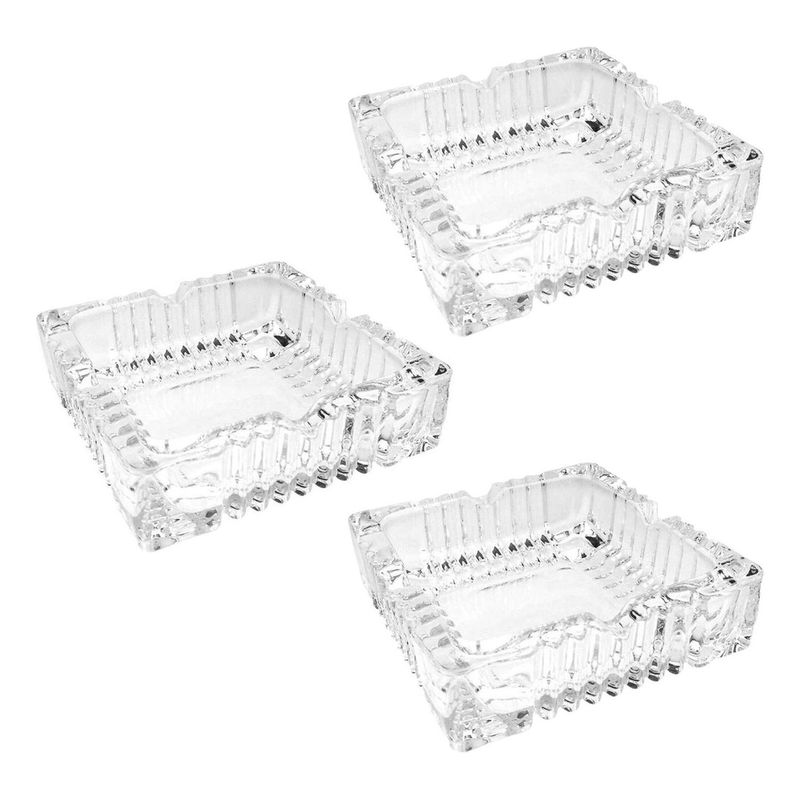 IMPORTCLICK - Set 3 Ceniceros Cristal Tallado 11.5x3 CM - Blanco