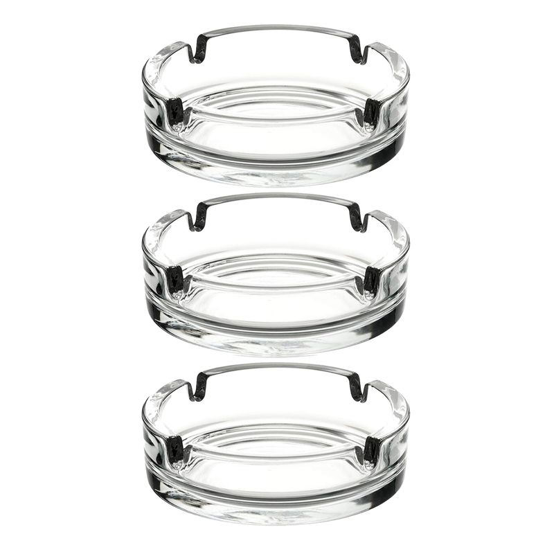 IMPORTCLICK - Set 3 Ceniceros Vidrio Redondo 10x3 CM - Blanco