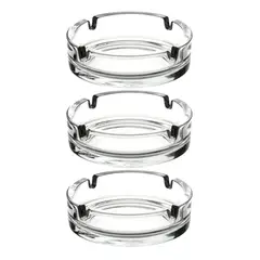 IMPORTCLICK - Set 3 Ceniceros Vidrio Redondo 10x3 CM - Blanco
