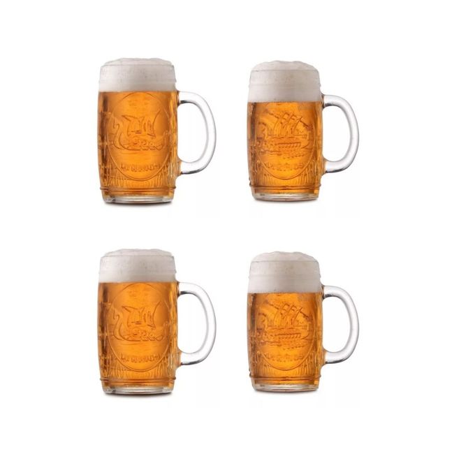 IMPORTCLICK - Set 4 Vasos Choperos Cervecero Bonn Vidrio 400 ML - Blanco