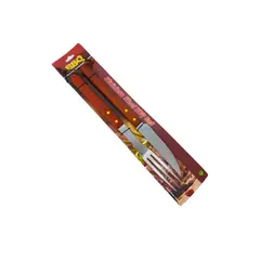IMPORTCLICK - Set Asado Parrilla 2 Piezas Acero Inoxidable Madera - Café