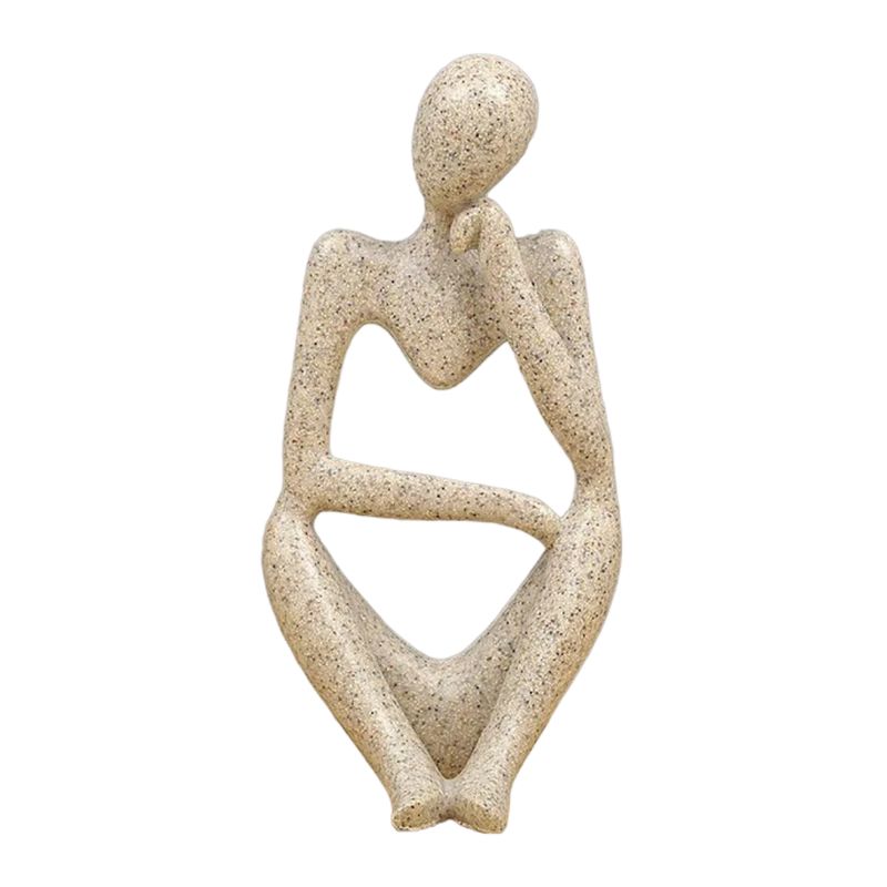 GENERICO - Escultura Pensador De Resina Abstracta Moderna Arenisca - Beige.