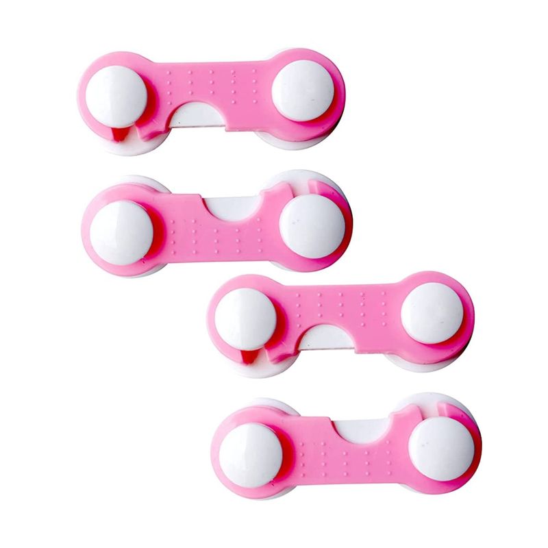 IMPORTCLICK - Pack 4 Seguros Traba Puertas Muebles Cajones Rosado - Rosa