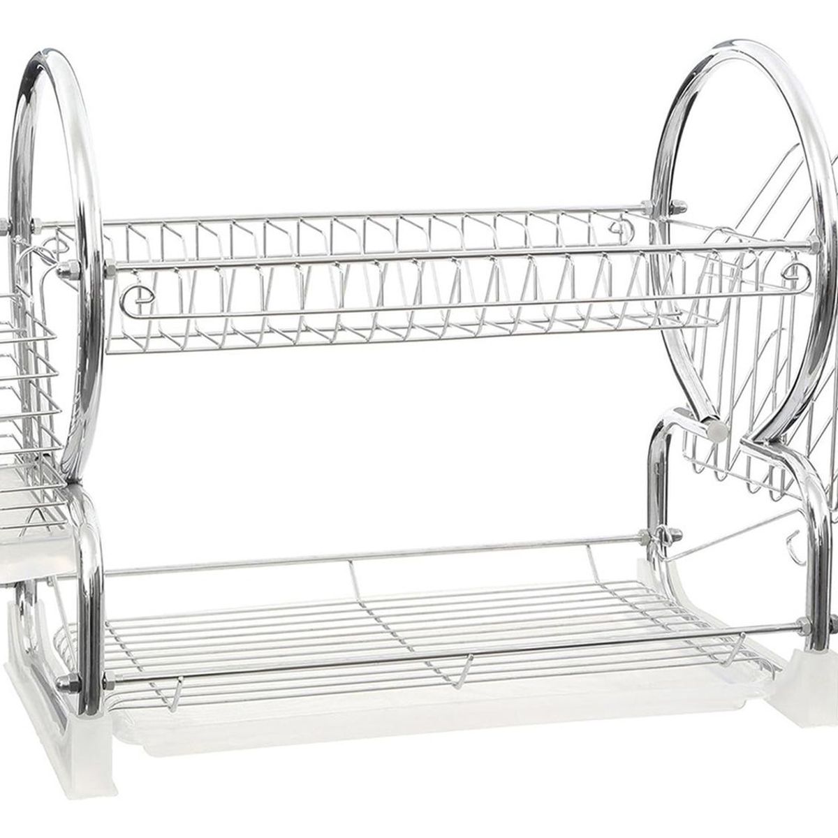 IMPORTCLICK - Seca Platos Escurridor Metal 2 Niveles 40 x 26 x 38 CM - Plateado