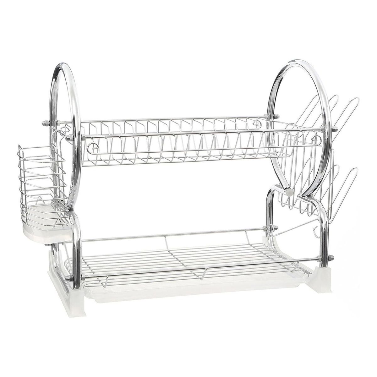 IMPORTCLICK - Seca Platos Escurridor Metal 2 Niveles 40 x 26 x 38 CM - Plateado