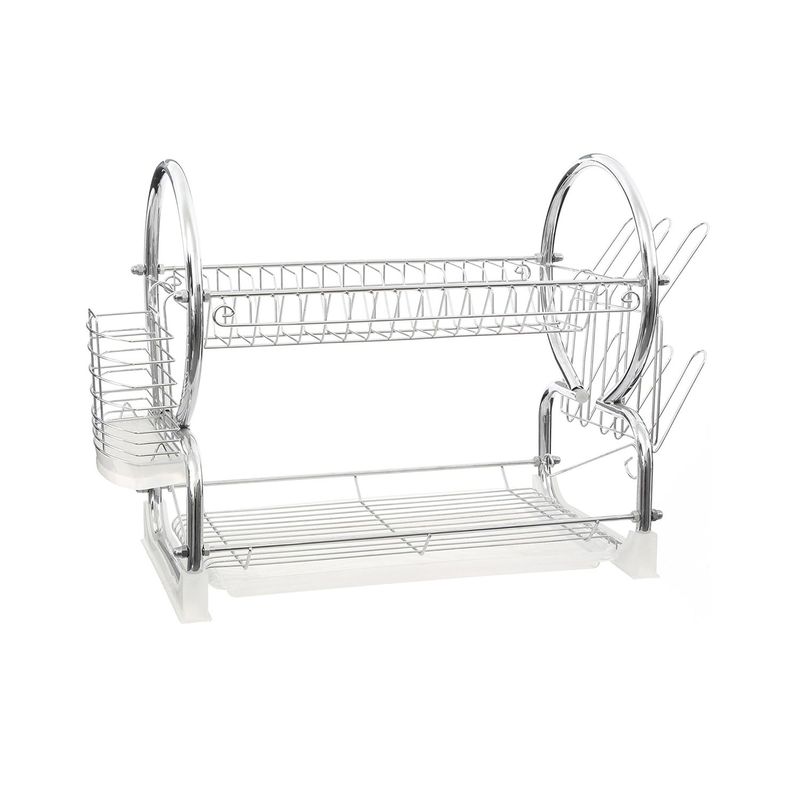 IMPORTCLICK - Seca Platos Escurridor Metal 2 Niveles 40 x 26 x 38 CM - Plateado
