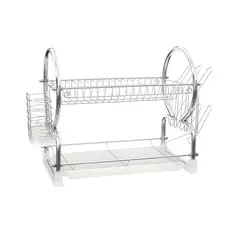 IMPORTCLICK - Seca Platos Escurridor Metal 2 Niveles 40 x 26 x 38 CM - Plateado