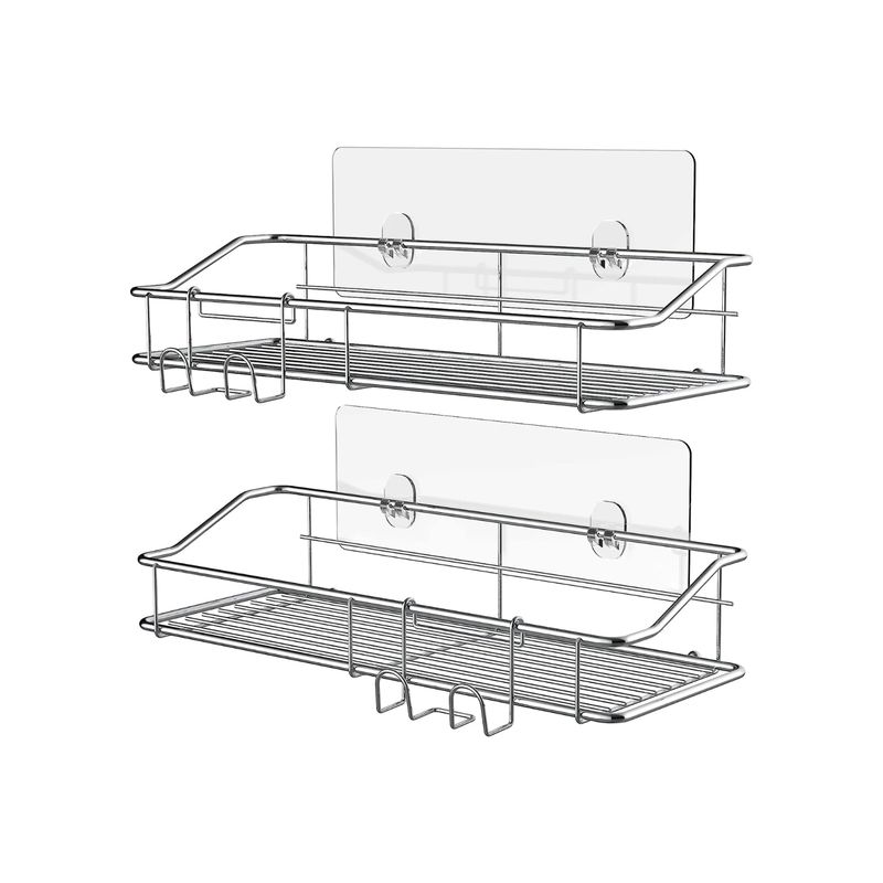 IMPORTCLICK - Set 2 Organizadores Ducha Repisa Baño Adhesivo Inoxidable - Plateado