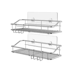 IMPORTCLICK - Set 2 Organizadores Ducha Repisa Baño Adhesivo Inoxidable - Plateado