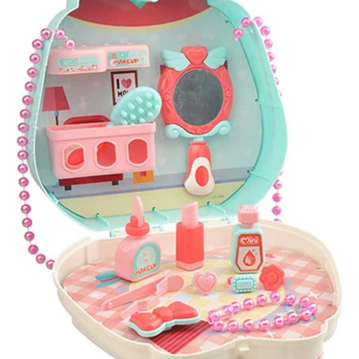 IMPORTCLICK - Kit Bolso Mini Make Up Maquillaje Infantil Aprendizaje 16 Piezas