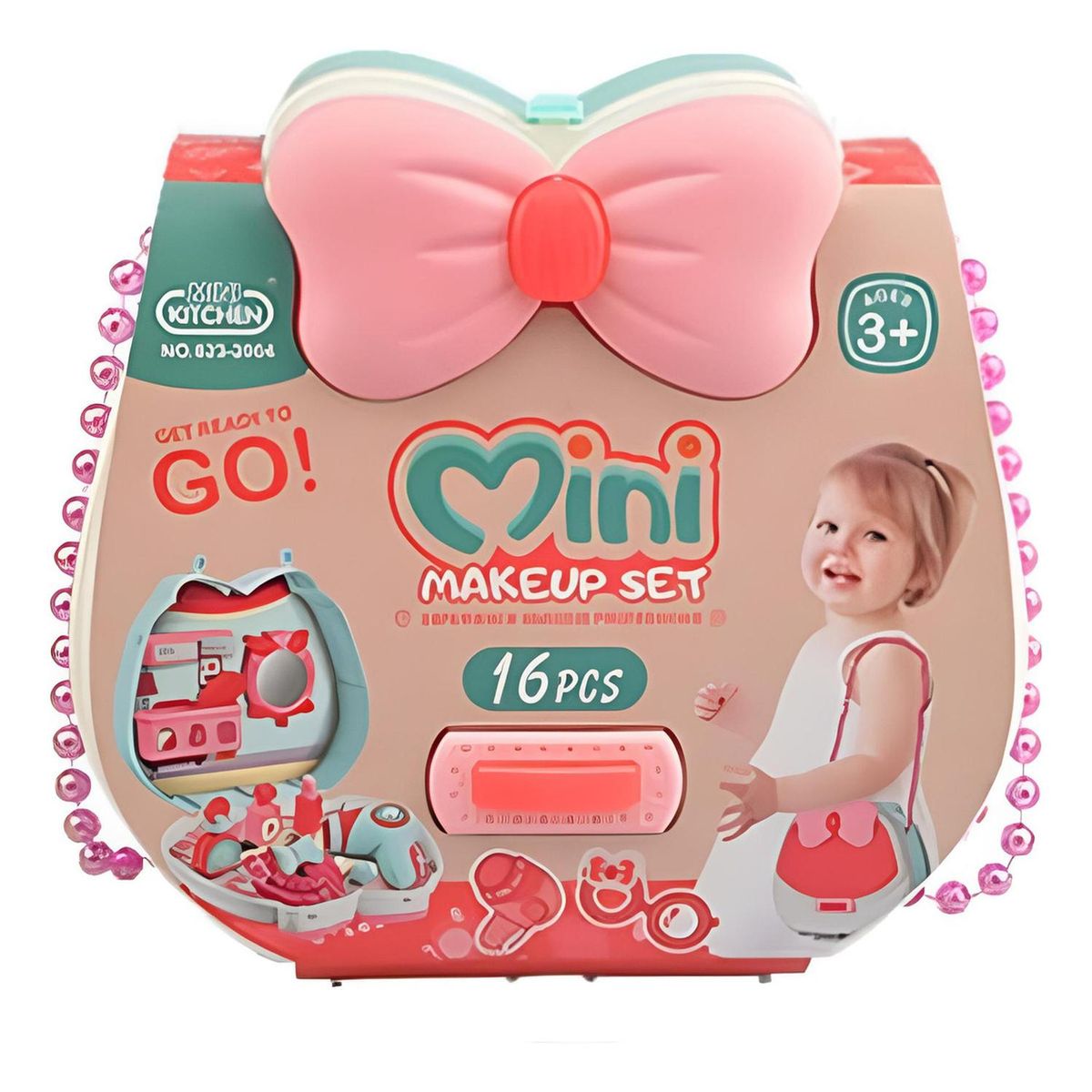 IMPORTCLICK - Kit Bolso Mini Make Up Maquillaje Infantil Aprendizaje 16 Piezas