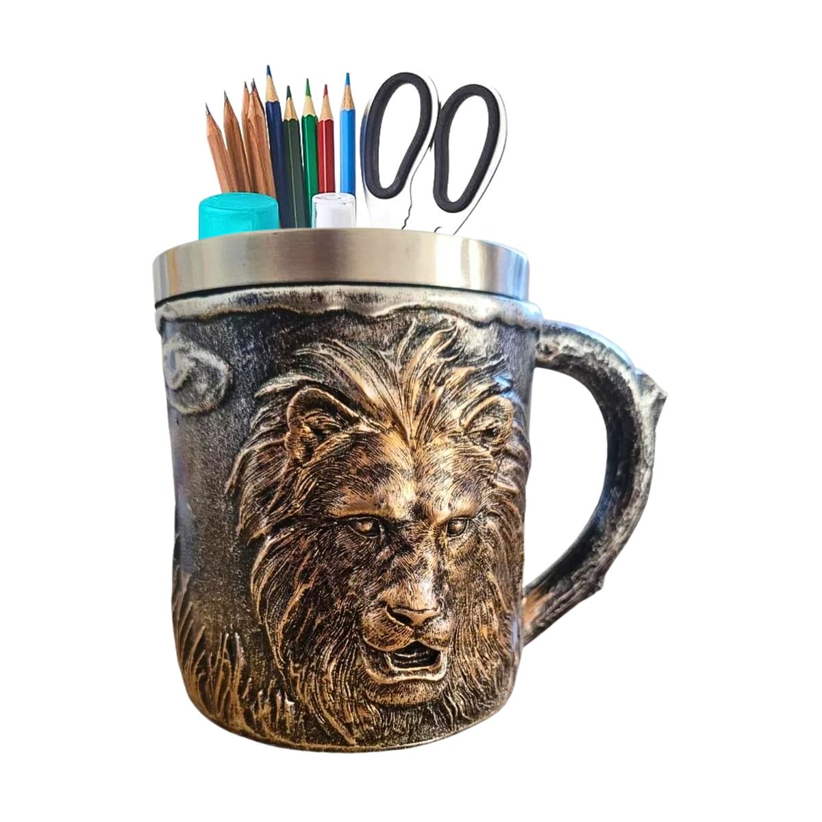 GENERICO - Taza Cervecera Diseño De León Dorado Shopero Regalo