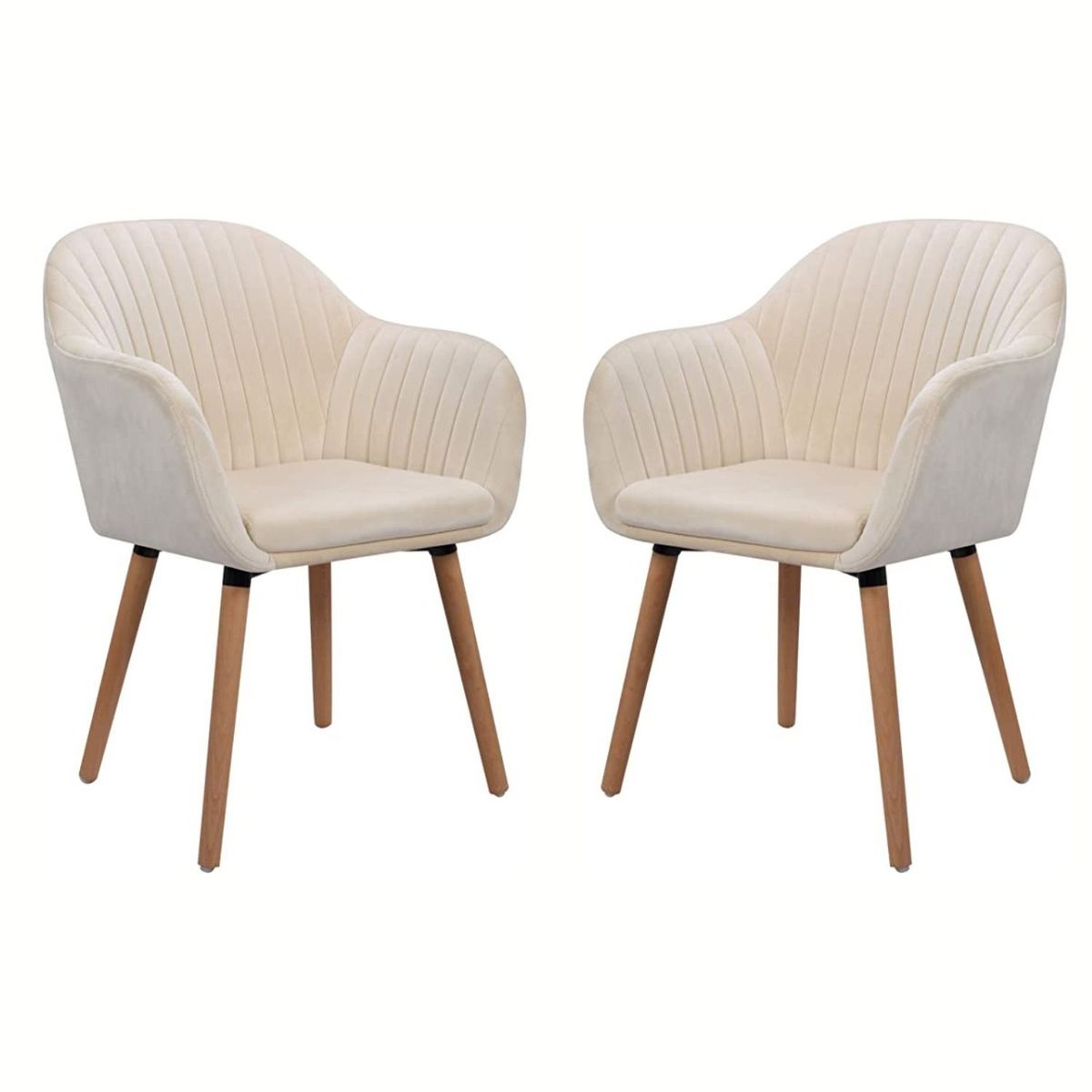 HABITA2 CHILE - Pack 2 Sitial terciopelo patas de madera Murano - Beige