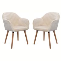 Pack 2 Sitial terciopelo patas de madera Murano - Beige