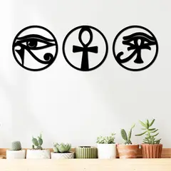 ELAB PROPIA - Set 3 Cuadros Símbolos Egipcios - Madera Fun Republic