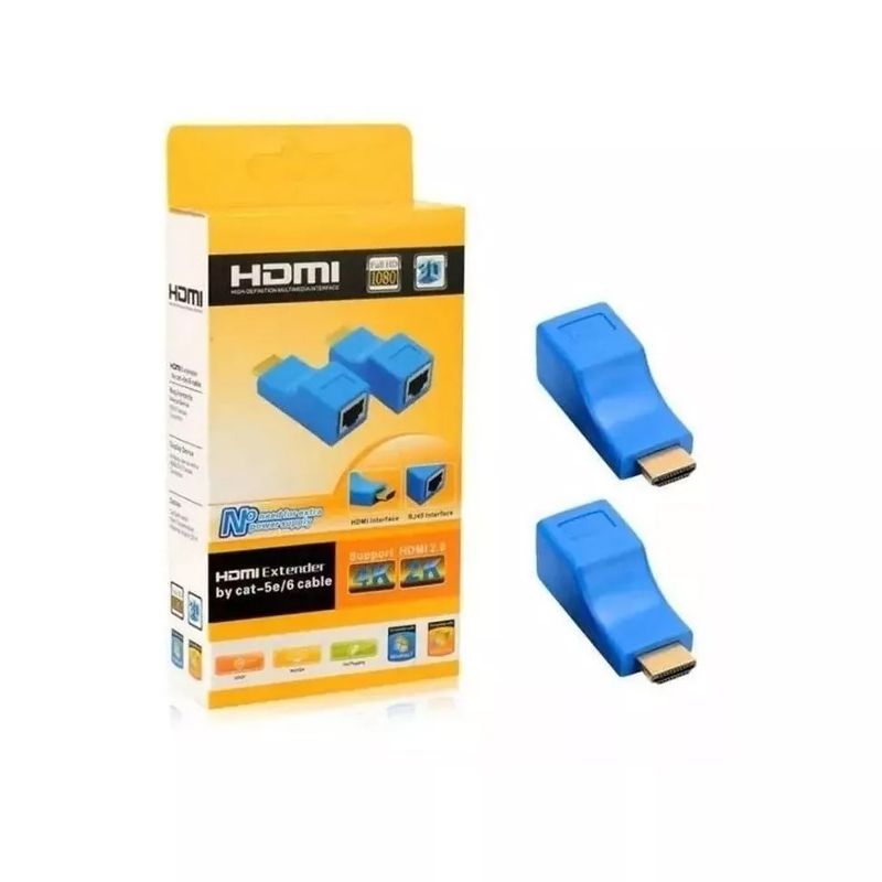 GENERICO - Adaptador Extensor Hdmi Con Cable Red Rj45 30m Cat 55e6