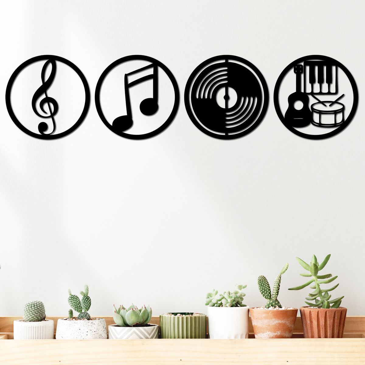 ELAB PROPIA - Set 4 Cuadros Decorativos Música - Madera Fun Republic