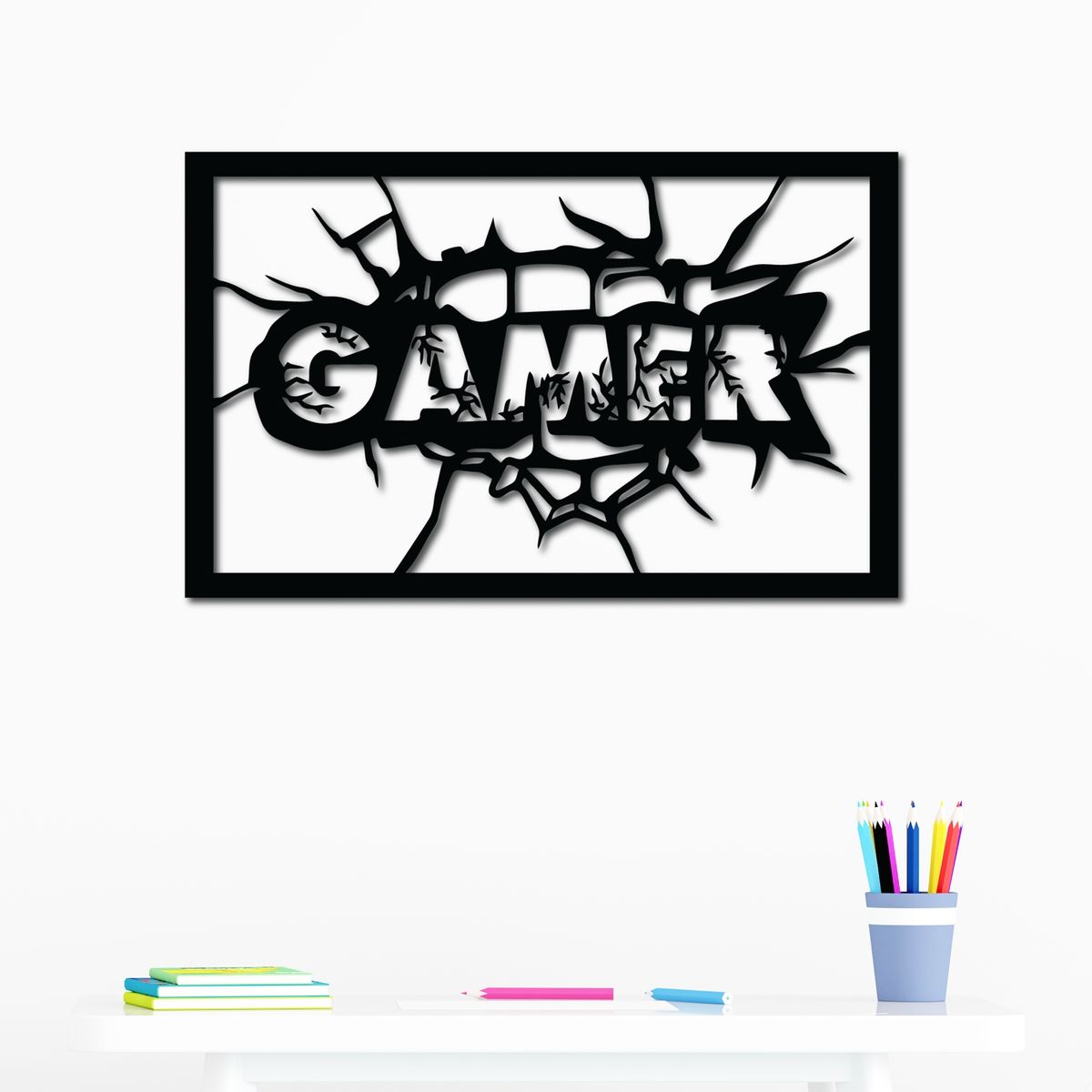ELAB PROPIA - Cuadro Decorativo Gamer 40x25cm - Madera Fun Republic