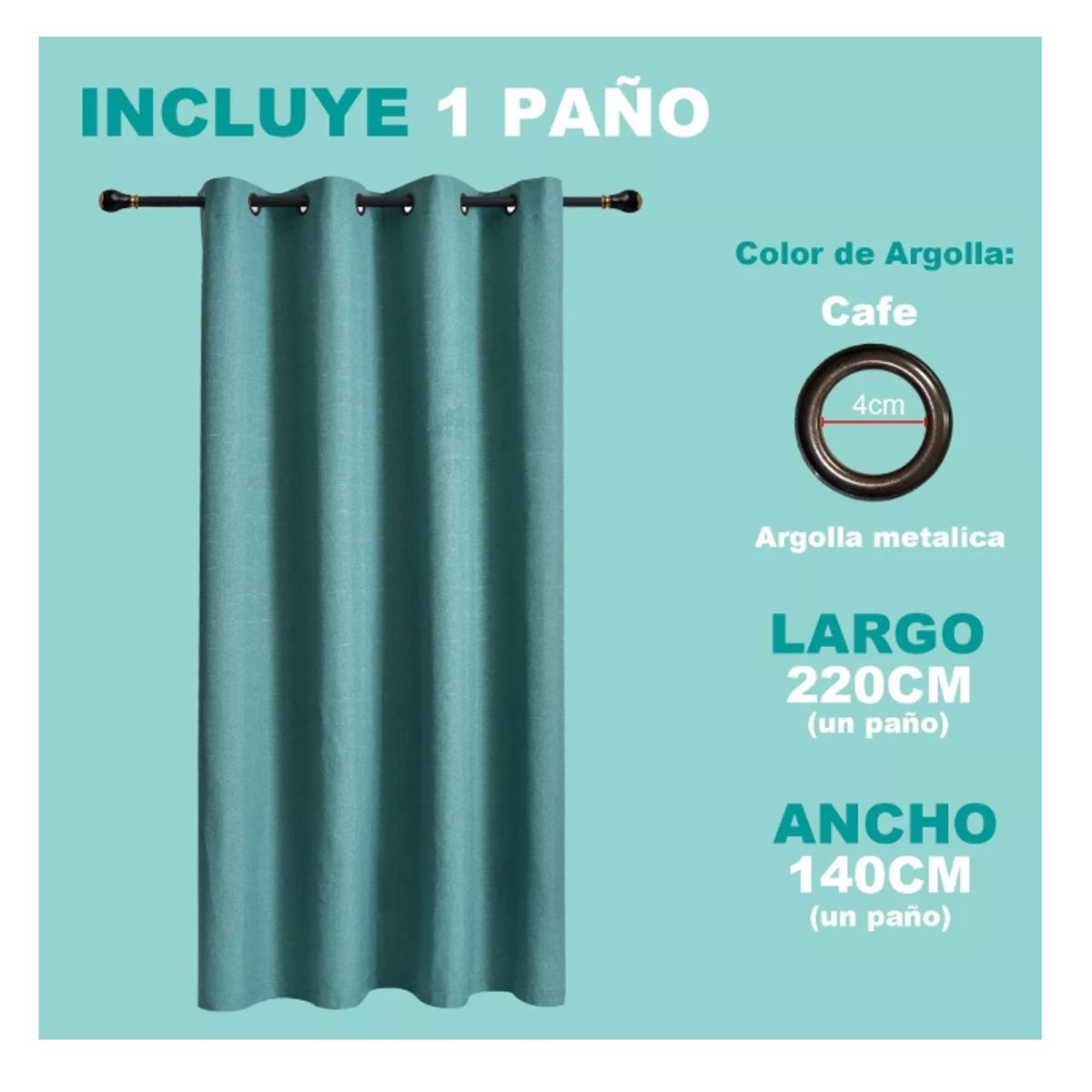 GENERICO - 1 Paño Cortina Lino Con Blackout Engomado Térmica 140x220