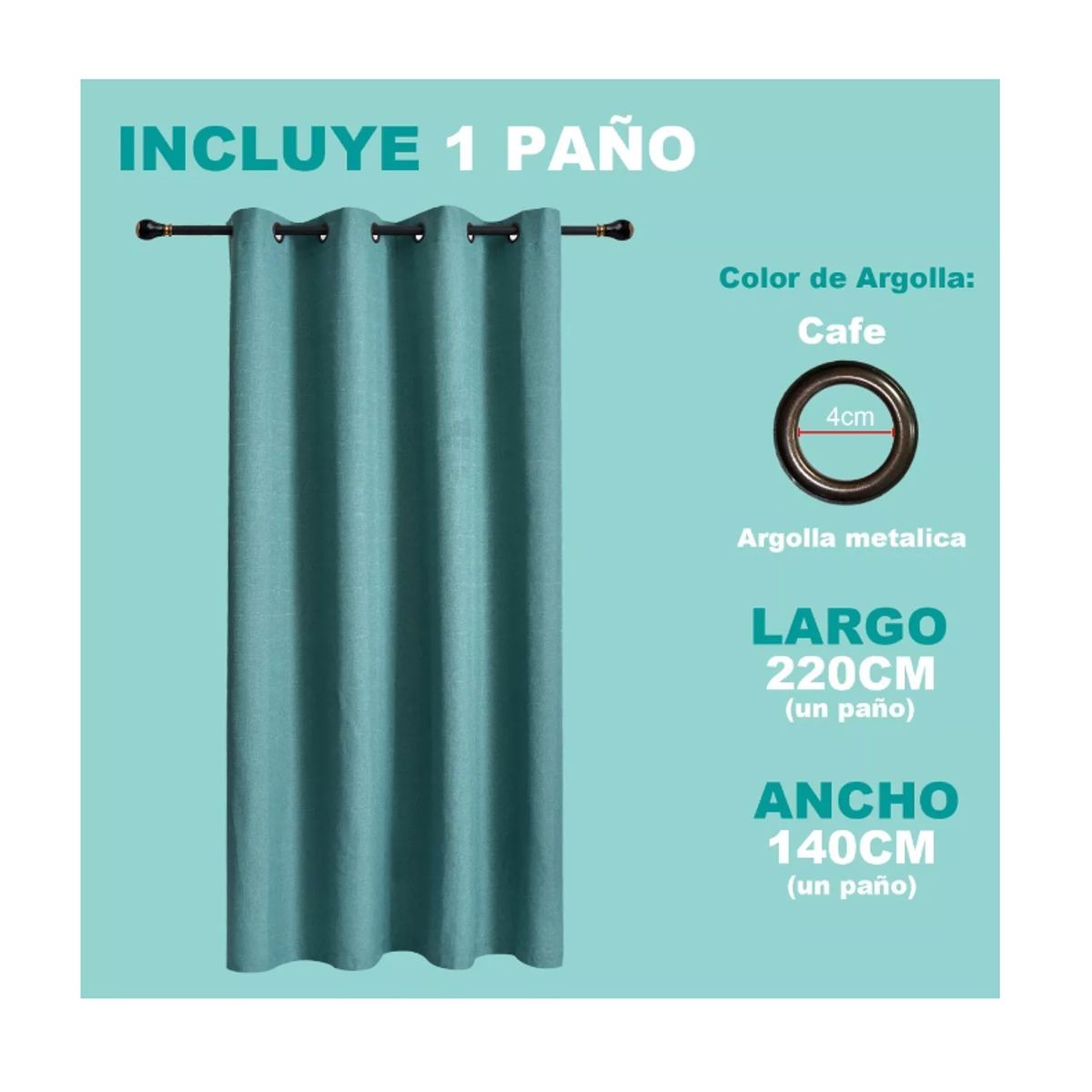 GENERICO - 1 Paño Cortina Lino Con Blackout Engomado Térmica 140x220