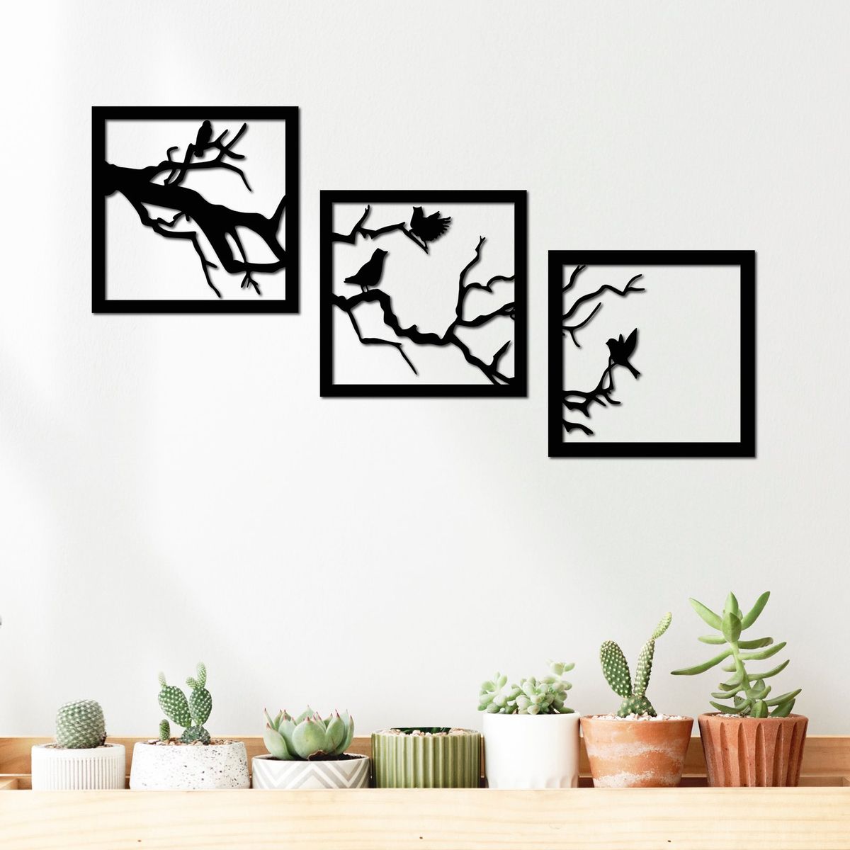 ELAB PROPIA - Set 3 Cuadros Decorativos Ramas Con Pájaros - Fun Republic