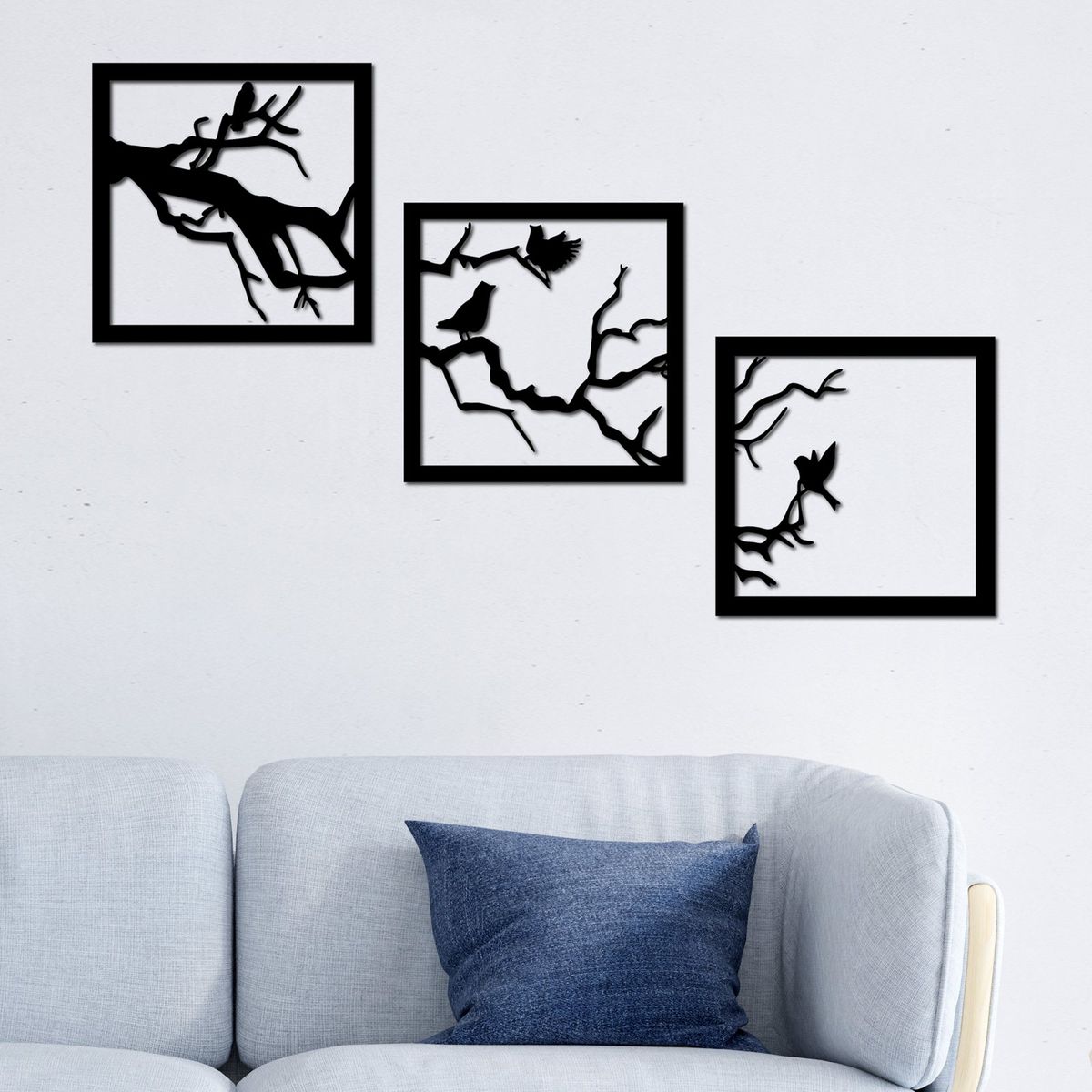 ELAB PROPIA - Set 3 Cuadros Decorativos Ramas Con Pájaros - Fun Republic