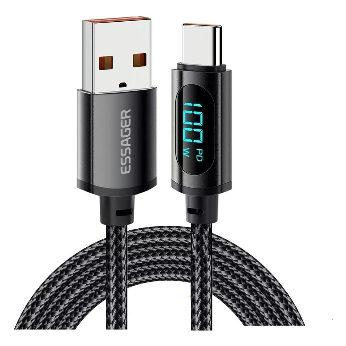 GENERICO - Cable Carga Rápida Essager 7a 2m Indicador Potencia Usb