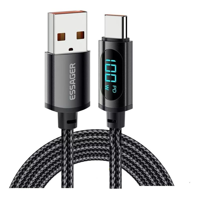 GENERICO - Cable Carga Rápida Essager 7a 2m Indicador Potencia Usb
