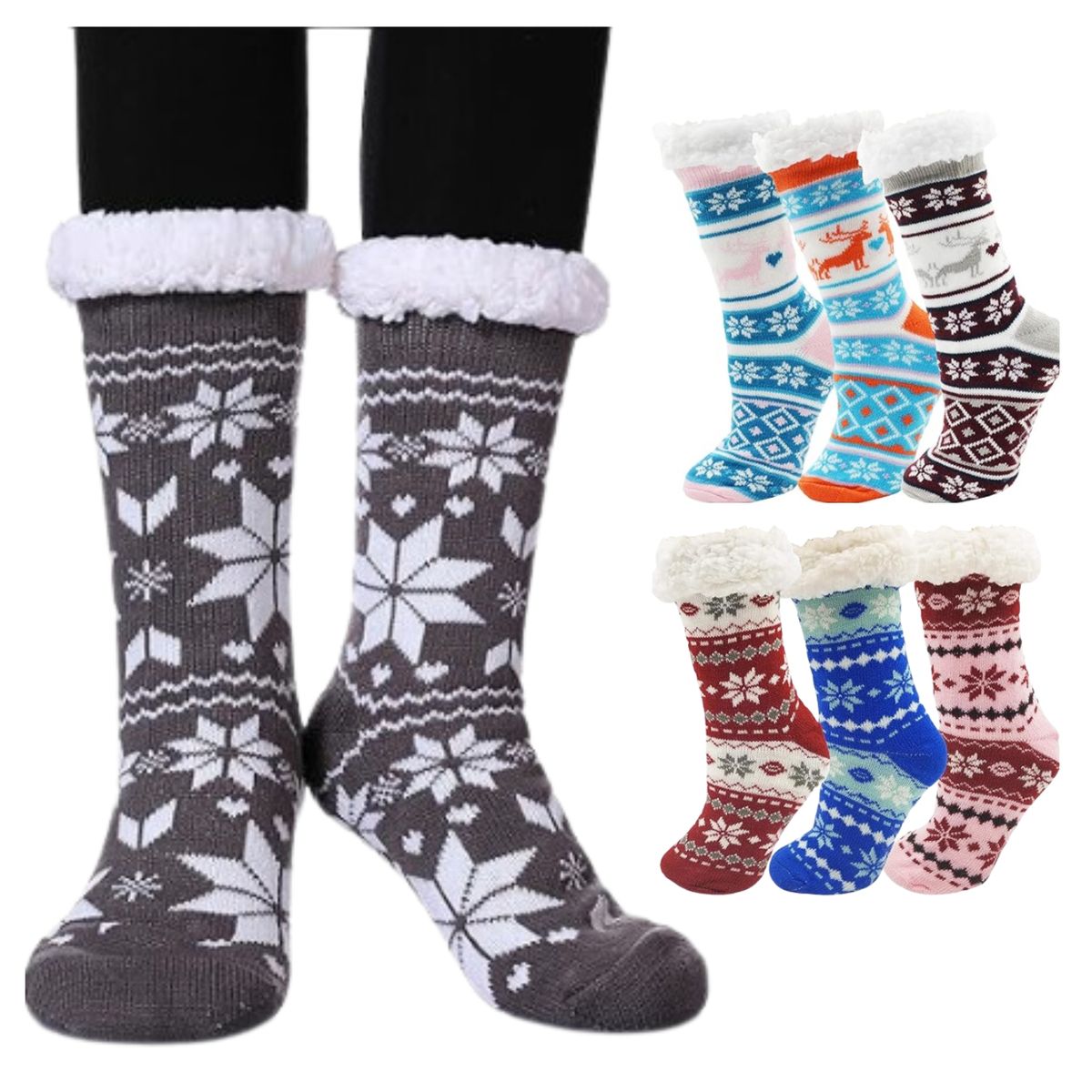 UTILISIMO - Pack 6 Pantuflas Calcetines Chiporro Mujer Antideslizante