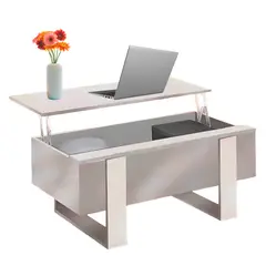 HOMER DESIGN - Mesa De Centro Americana Living Elevable Madera Blanco