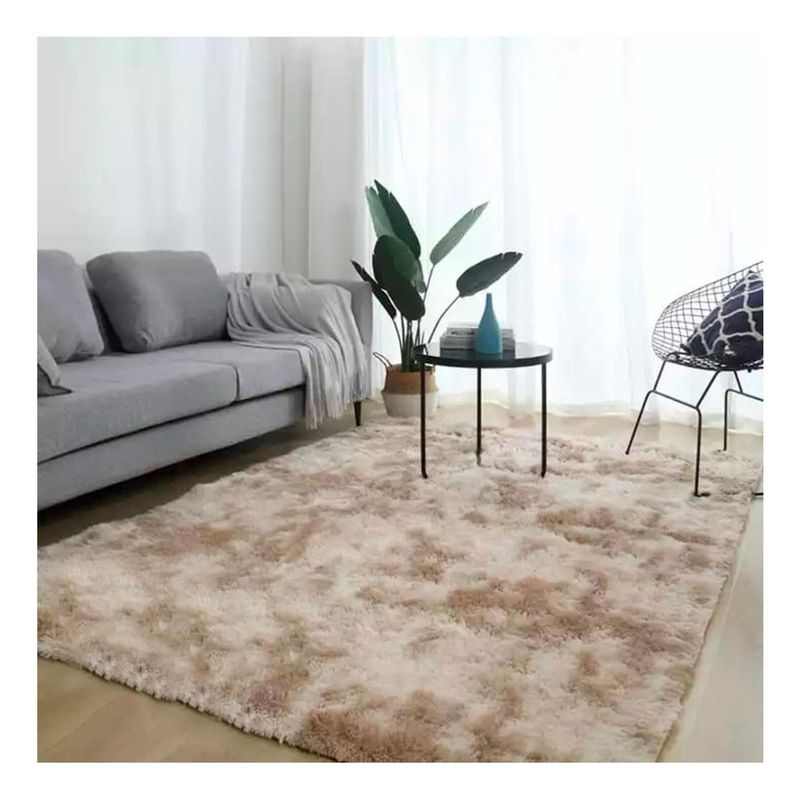 GENERICO - Alfombra Peluda Decorativa Hogar Diseño Jaspeado 150x200 - Crema