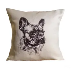 REINVENTARTE - Funda de cojín Bulldog Frances Beige - No incluye relleno