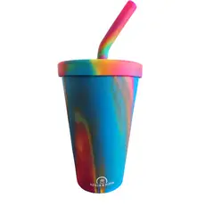 GENERICO - Vaso Silicona Con Tapa Y Bombilla 480ml Para Paseos Y Viajes