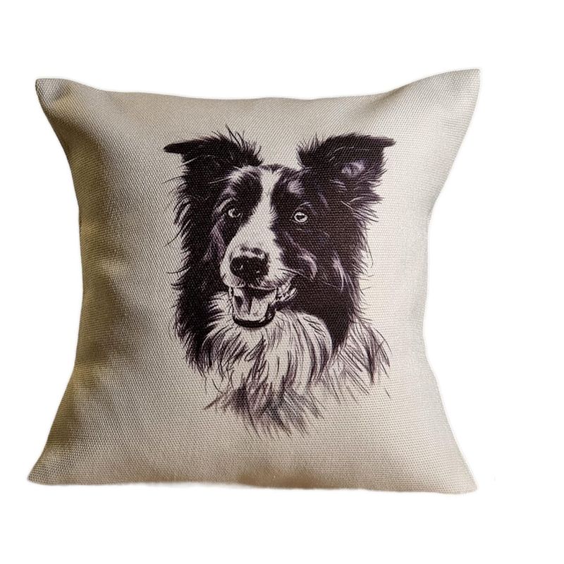 REINVENTARTE - Funda de cojín Border Collie Beige - No incluye relleno