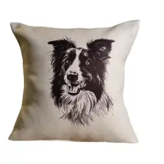 REINVENTARTE - Funda de cojín Border Collie Beige - No incluye relleno